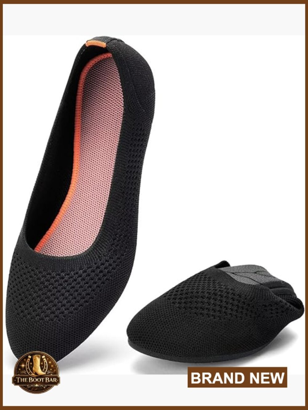 Breathable Knit Ballet Flats Slip On Walking Shoes with Arch Support